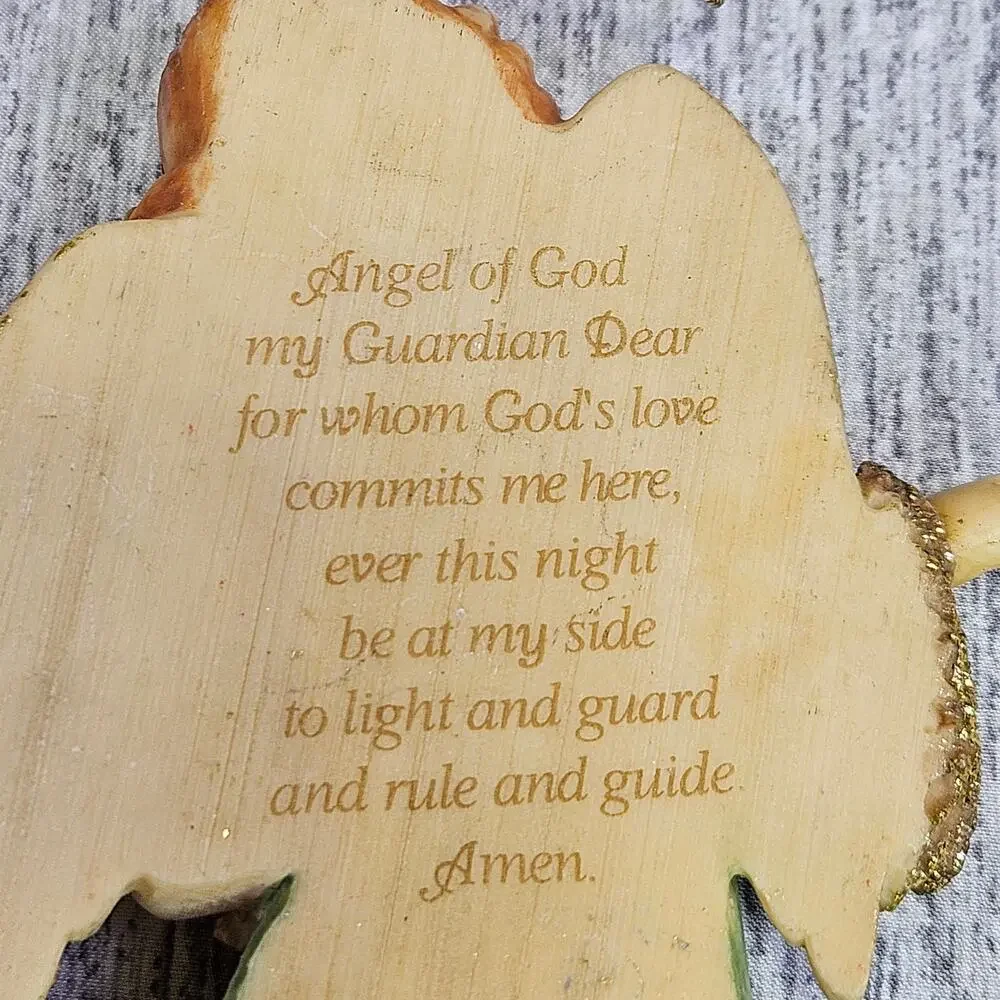 VTG Christmas Tree Ornament Angel of God Religious Guardian Angel Prayer 90s
